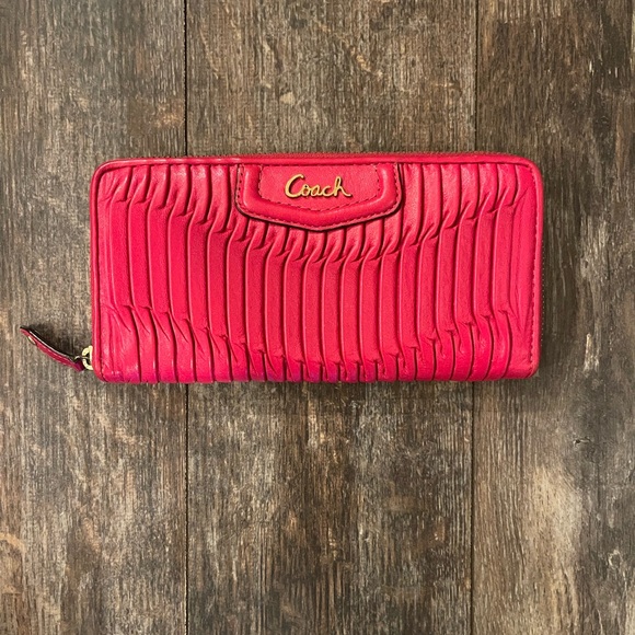 Coach Vibrant Red Accordion Wallet - Picture 1 of 4